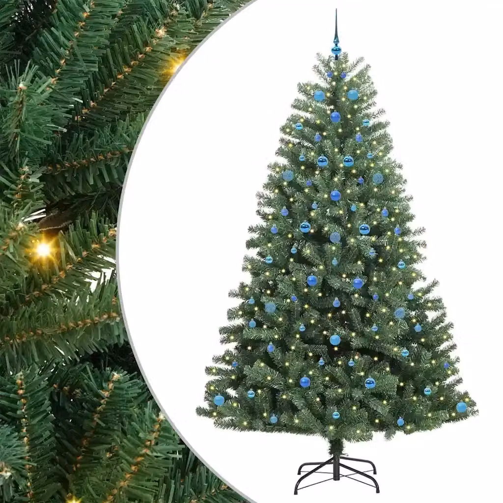 Albero di Natale Artificiale Moderno vidaXL Verde con Luci LED Warm White in PVC e Metallo – 2