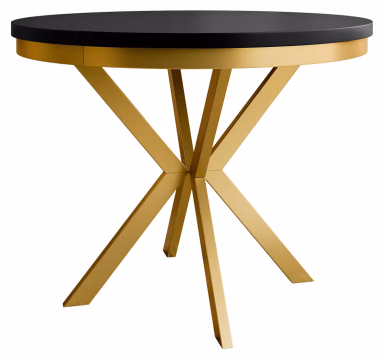 MIRJAN24 Tavolo Edder 120, tavolo da pranzo, gambe in acciaio (colore: oro / nero)