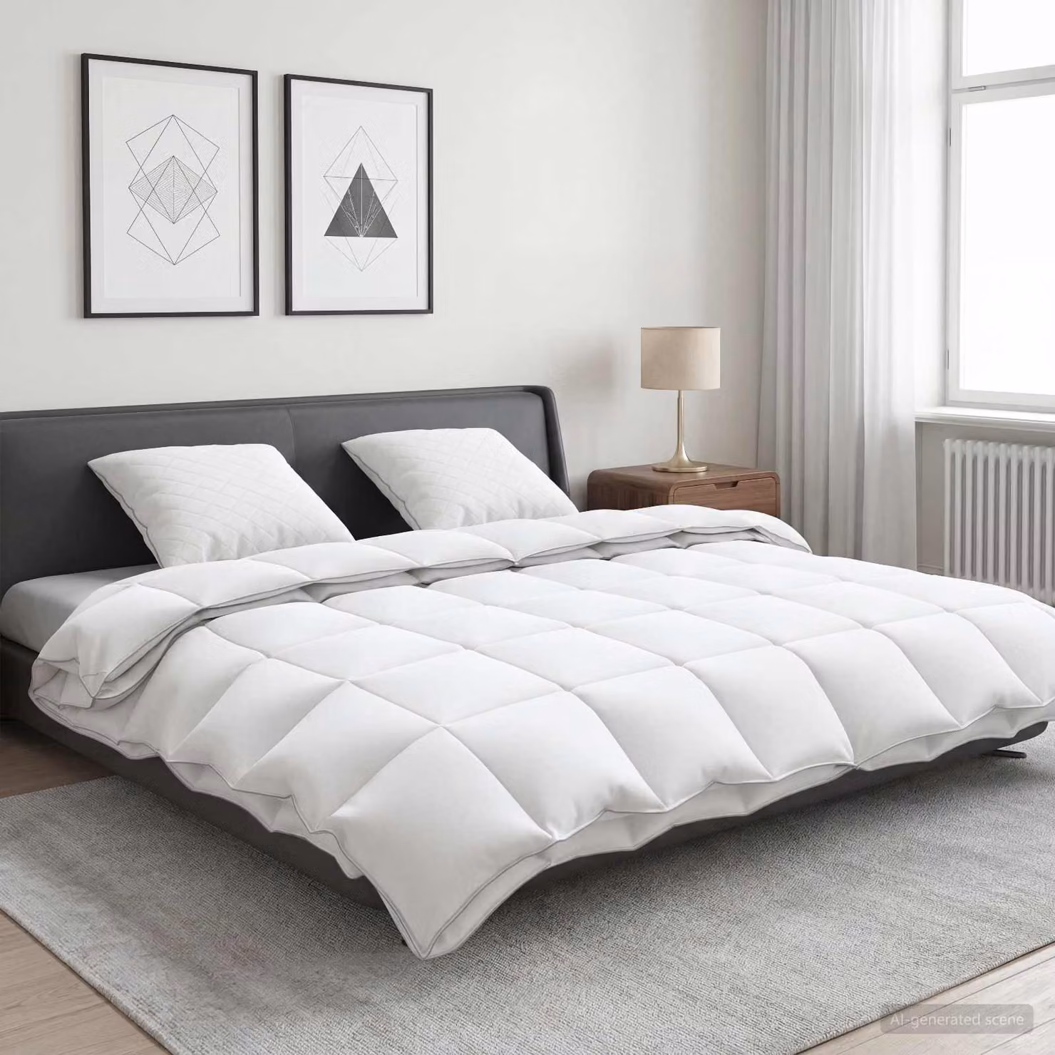 Set di 3 piumoni e cuscini vidaXL FULDA in piume d'oca e cotone, bianchi, L/P: 240 x 220 cm