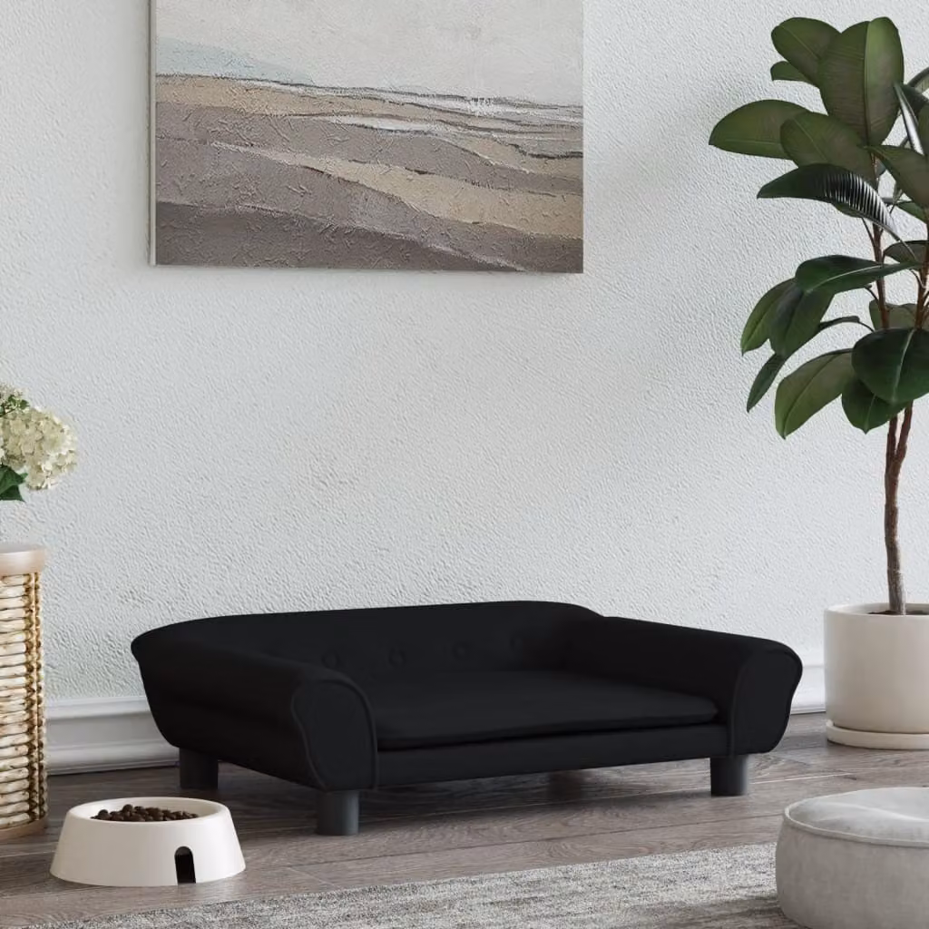 The Living Store Letto per cani nero 70x48x22 cm in velluto