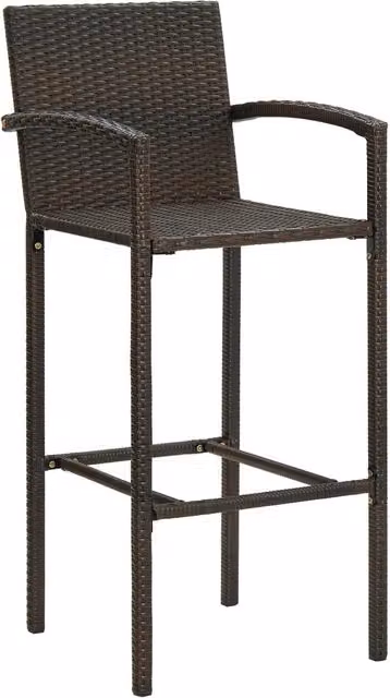 Set di 4 sgabelli da bar vidaXL in rattan marrone e metallo per giardino e soggiorno