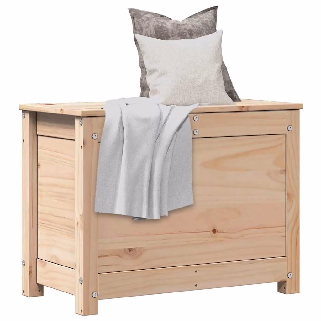 Contenitore portaoggetti vidaXL in legno di pino massello, stile rustico, marrone/beige, L 60 cm x P 32 cm x H 45,5 cm