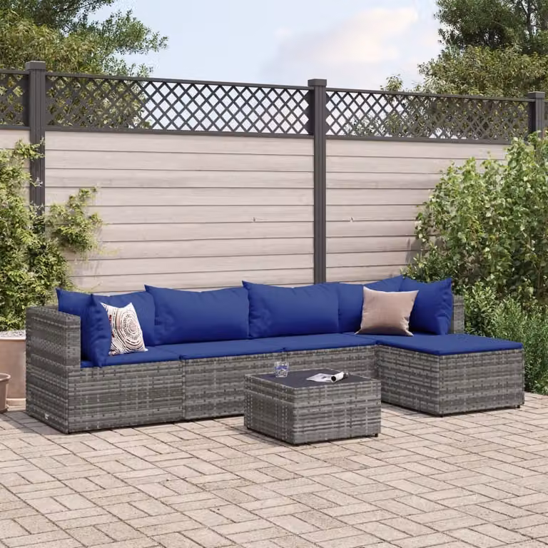 Maison Exclusive - Set da giardino 6 pezzi con cuscini grigio in polyrattan