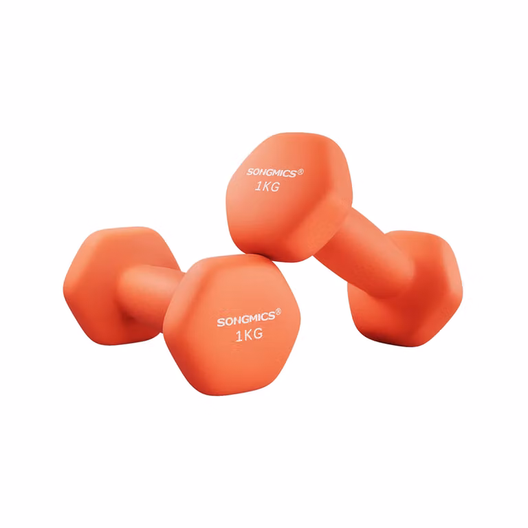 Set di 2 Manubri 2x5 kg con Superficie in Vinile Grigio, Arancione Papaya / 2x1 kg