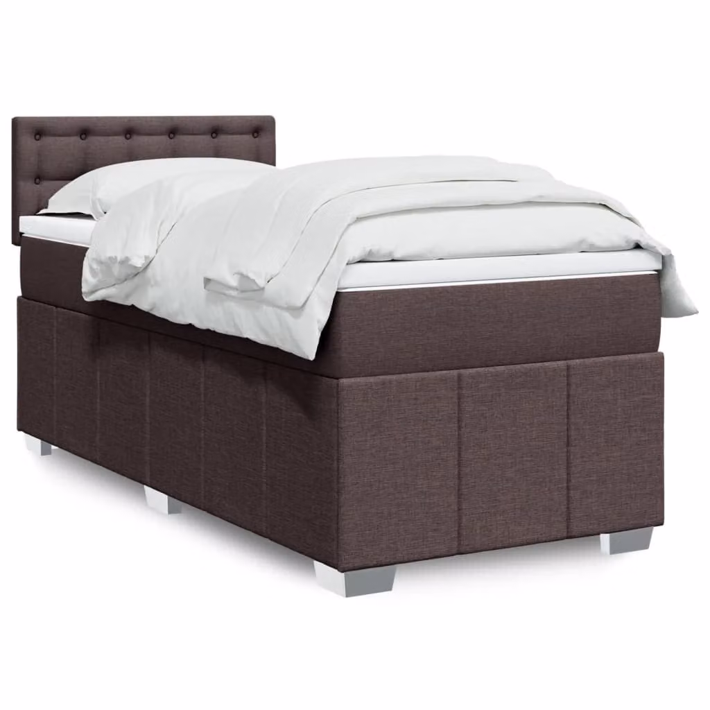 Maison Exclusive - Letto boxspring con materasso marrone scuro 90x200 cm tessuto