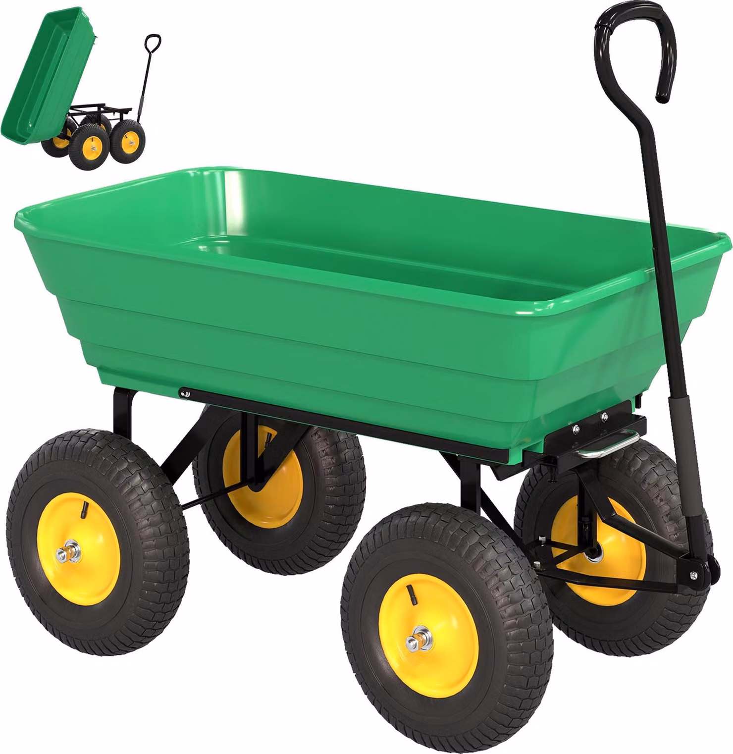 Carrello da giardino con funzione ribaltabile, 75 litri, capacità 200 kg