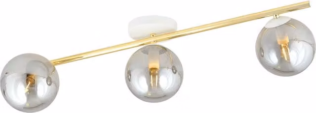 Plafoniera Contemporanea Naza Luceart-Classic con 3 Luci in Metallo Oro e Vetro Bianco e Trasparente