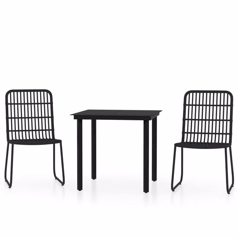 Set da Pranzo da Giardino 3 pz Nero