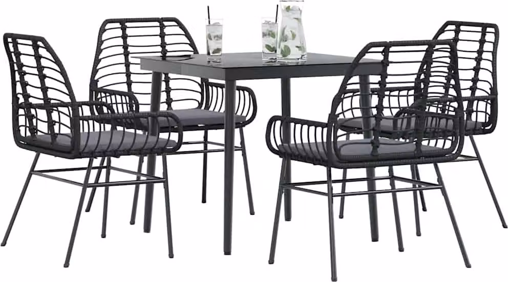 Maison Exclusive - Set da Pranzo da Giardino con Cuscini 5 pz Polyrattan Vetro