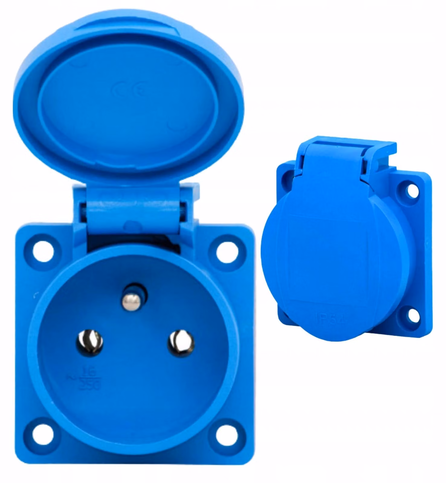 F-ELEKTRO, presa a muro, 16A, 250V, grado di protezione IP44, colore blu