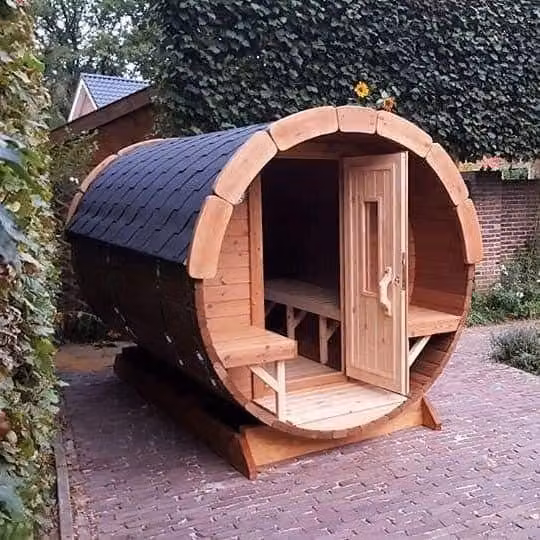 Fasshütte Wellnessfass Saunafass Holzfassauna Naturfasssauna Gartensauna