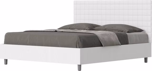 BS COM Letto matrimoniale contenitore 160x190 bianco frassino testata similpelle bianco