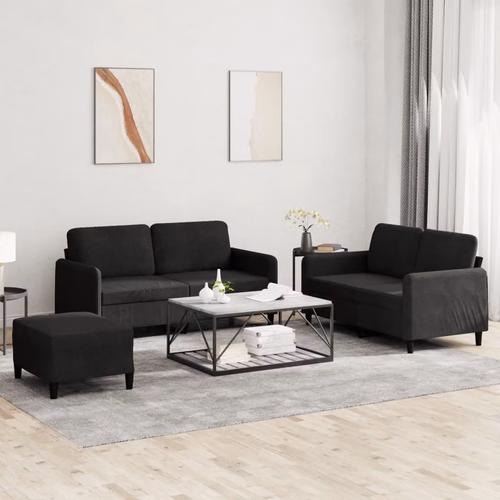 Maison Exclusive - Set divano a 3 pezzi in velluto nero