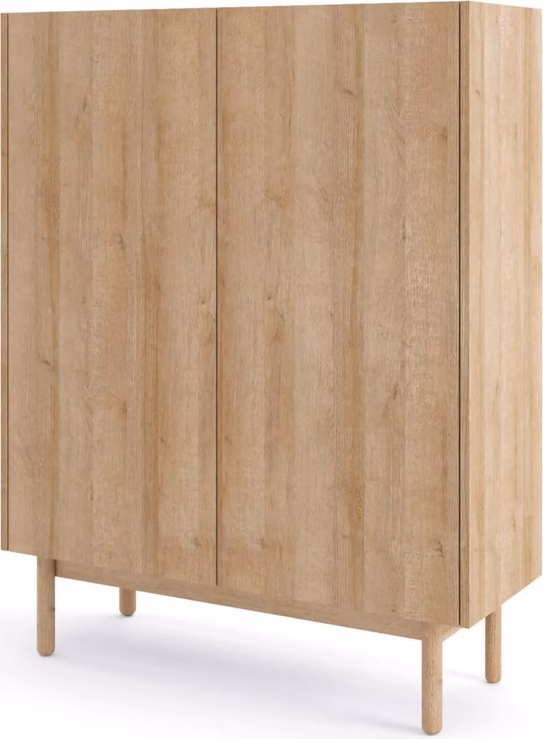FURNLUX Credenza Boho Beige E Bianco 97cm / Colore principale: Beige / Dimensioni: 97 x 122 x 37 cm