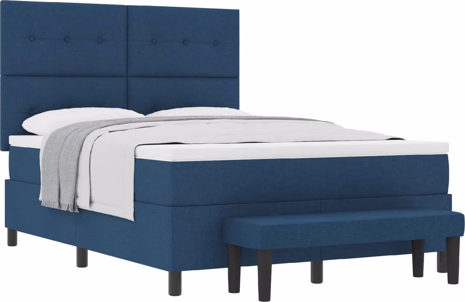 Letto a molle con materasso Blu 140 x 200 cm Tessuto
