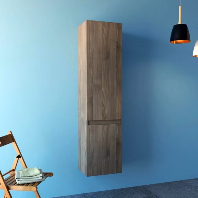Colonna sospesa da bagno Iseo OGOMONDO con anta versione destra in finitura noce tranché opaco