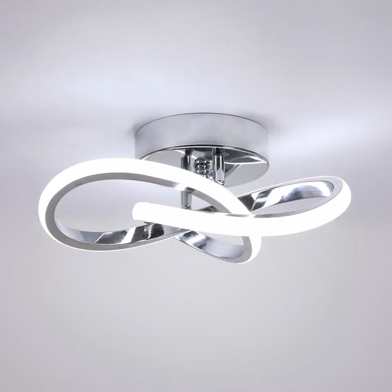 Comely, plafoniera a LED moderna, 22W, 2500 lumen, finitura cromata, luce bianca fredda (6500K)