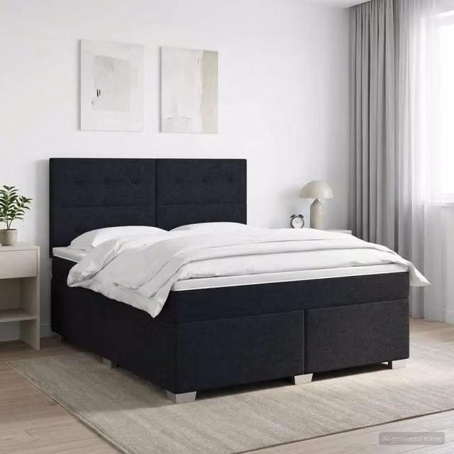 Letto box spring con materasso vidaXL in tessuto nero L/P: 180 x 200 cm