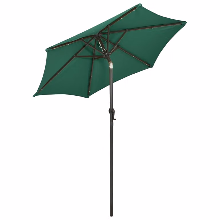 vidaXL Ombrellone con luci LED verde 200x211 cm alluminio