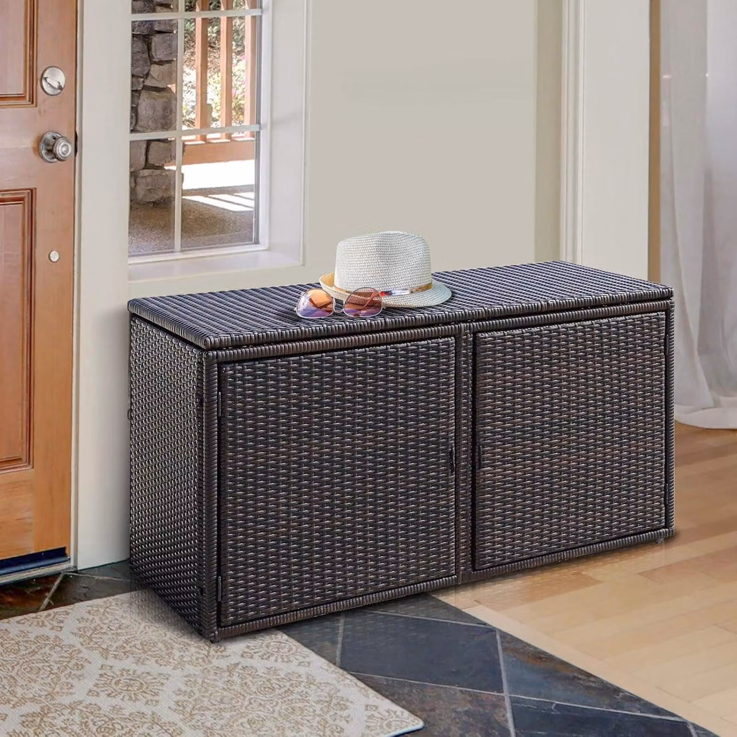 Contenitore di stoccaggio - Cassetta di stoccaggio - Cesto di stoccaggio - Contenitore di stoccaggio - Vassoio di stoccaggio - Materiale: rattan in polietilene - Resistente all'acqua