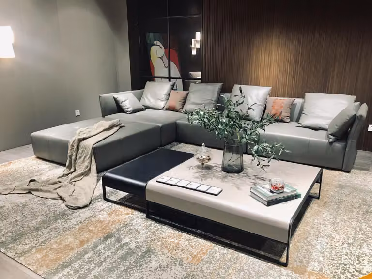 Sofa Leder Eck Garnitur Couch Zimmer Sitz Landschaft L-Form Luxus Wohn Polster