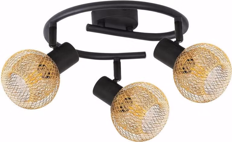 Lampada da soffitto Loretto nero e oro 3xE14x40W in metallo, dimensioni: 17x26x26 cm, IP20 Reality