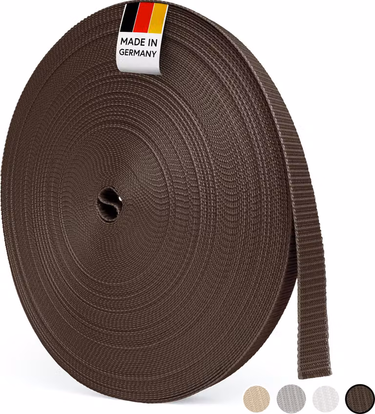 BAUHELD® Cinghia per tapparelle da 50 m, 23 mm [ Germany] - Cinghia per avvolgitori di tapparelle - Marrone