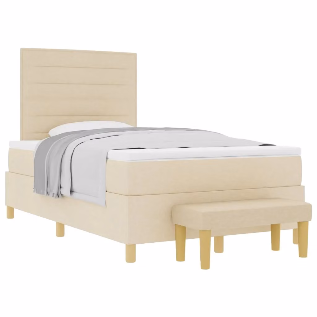 Letto a molle con testiera vidaXL in tessuto beige L: 120 cm, P: 200 cm, H: 128 cm – 2