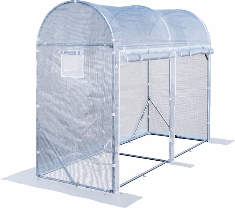 Serra Tunnel TOOLPORT con porta a battente, 2x3m telo in PE 180g/m² bianco trasparente