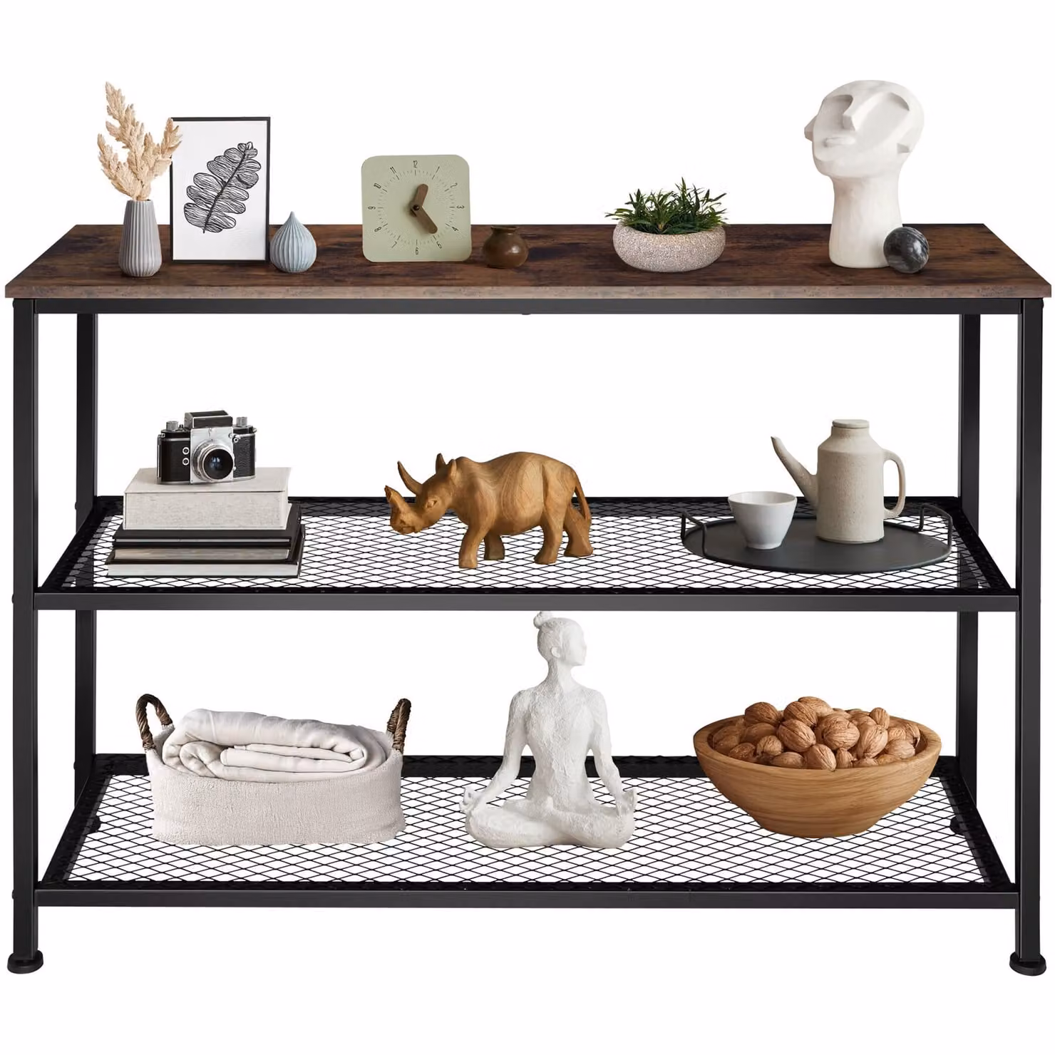 Tavolo Bristol tectake in stile industriale marrone con finitura opaca L/P/H: 100 x 30 x 81 cm – 1