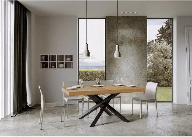 Tavolo allungabile Itamoby Volantis con telaio antracite e piano in rovere natura L/P: 200-304 x 90 cm