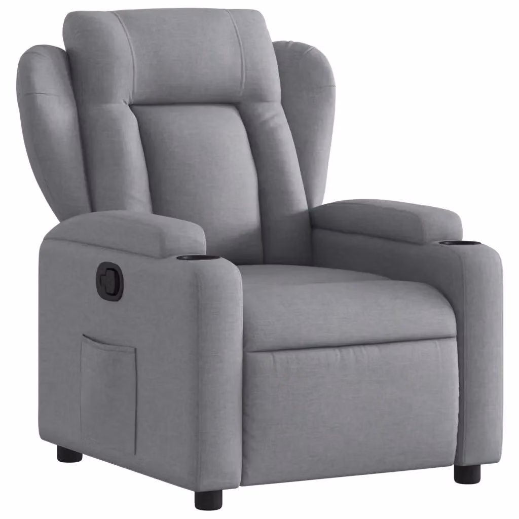 vidaXL Poltrona reclinabile moderna in tessuto grigio con braccioli – 2