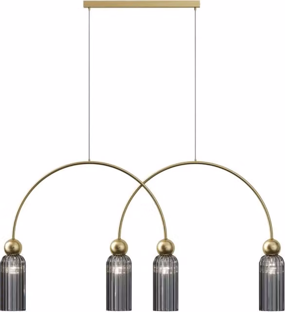 Maytoni Lampadario contemporaneo Antic 4 luci E14 oro metallo vetro grigio