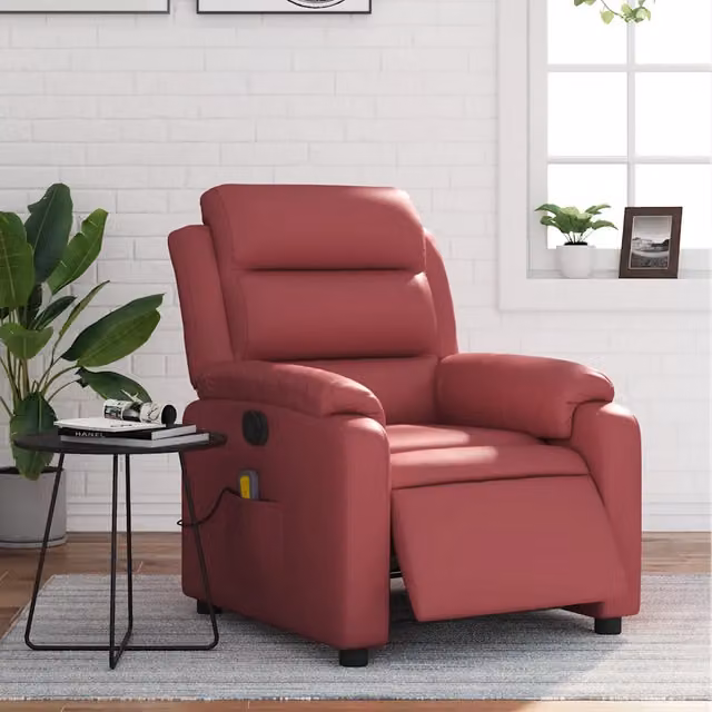 Poltrona Reclinabile Relax vidaXL in Similpelle Rossa con Braccioli