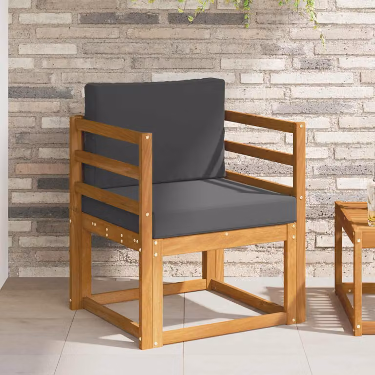 Divano da esterno moderno vidaXL in legno di acacia massello con cuscini in poliestere, disponibile nei colori marrone, antracite e grigio