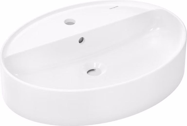 hansgrohe Xuniva D lavabo à poser, SmartClean, avec trop-plein, 1 trou pour robinet, 600x450mm, blanc, 61078450, 61078450