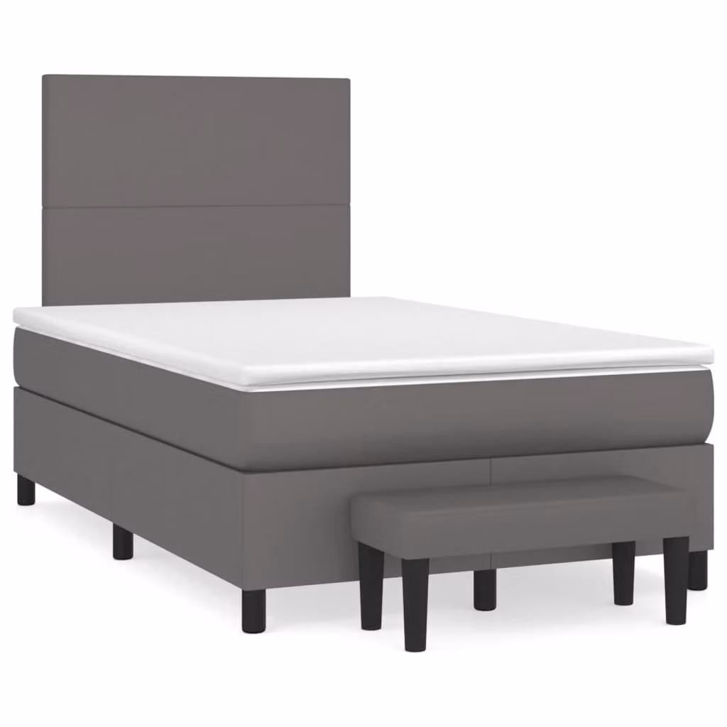 Giroletto a Molle con Materasso Grigio 120x190 cm in Pelle finta