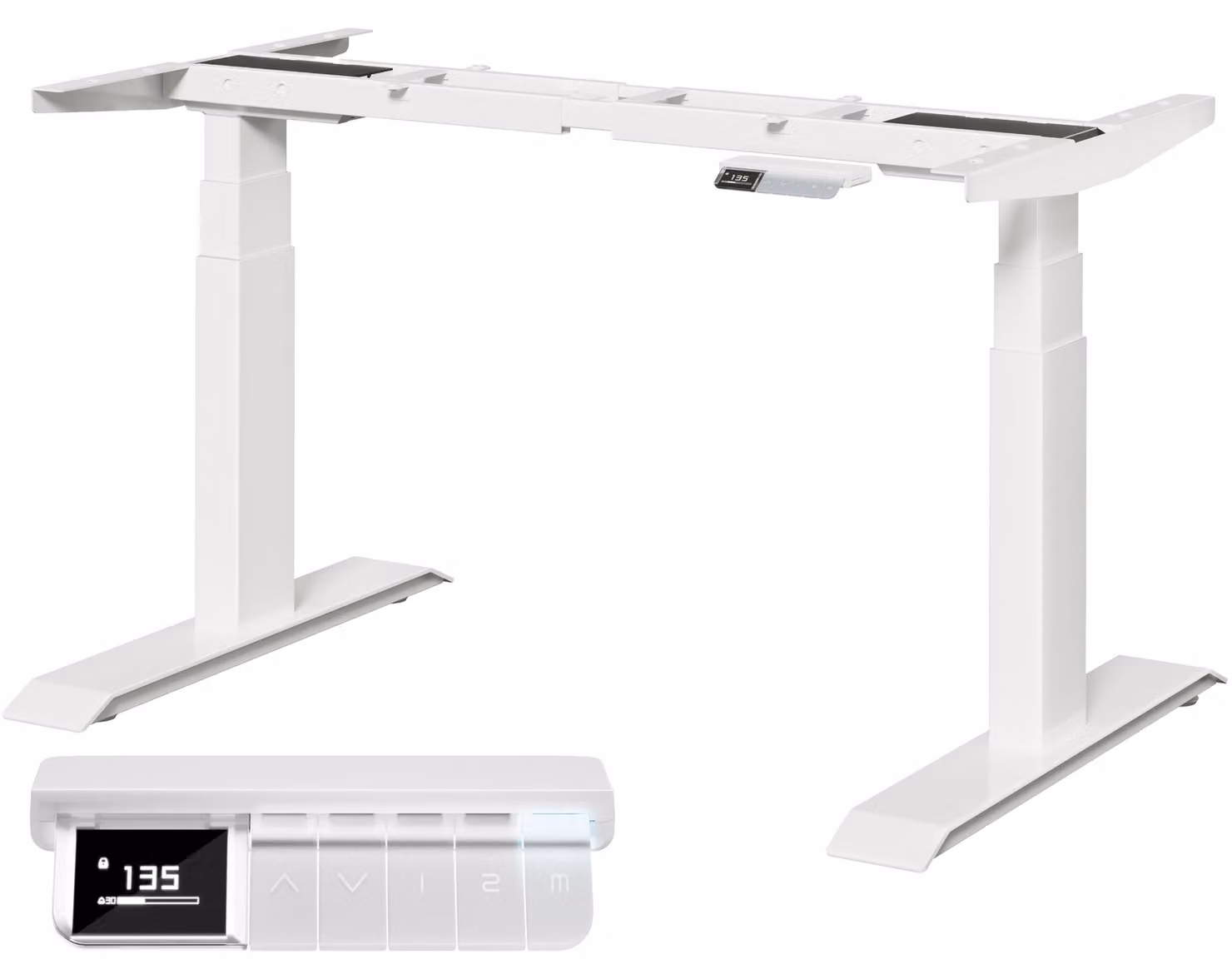 Telaio regolabile in altezza per scrivania, motorizzato - altezza regolabile da 65 a 135 cm - capacità di carico di 160 kg - colore bianco