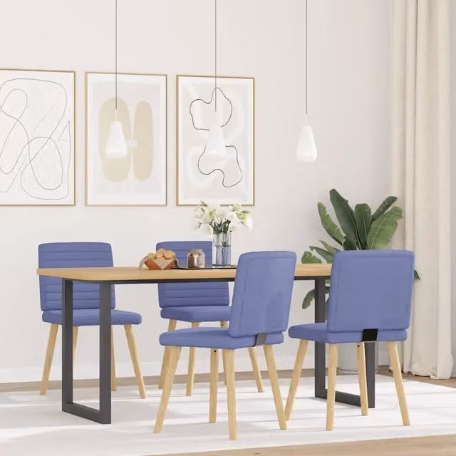 Set di 4 sedie da pranzo vidaXL in tessuto blu con struttura in legno e metallo