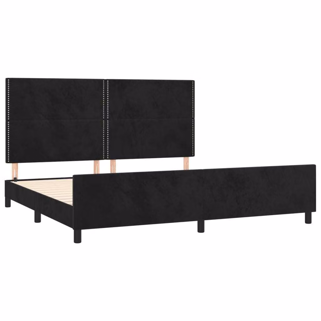 Giroletto senza Materasso Nero 200x200 cm in Velluto