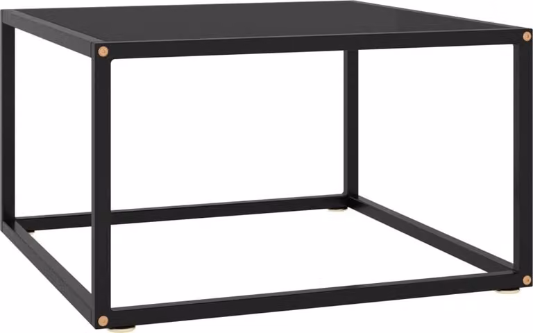 The Living Store Tavolino nero con vetro nero 60x60x35 cm