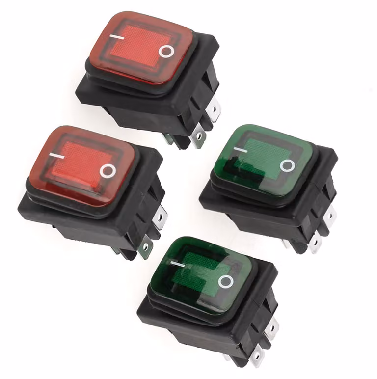 Set di 4 interruttori a levetta, 4 pin, 2 posizioni, grado di protezione IP67, 220V, colore nero