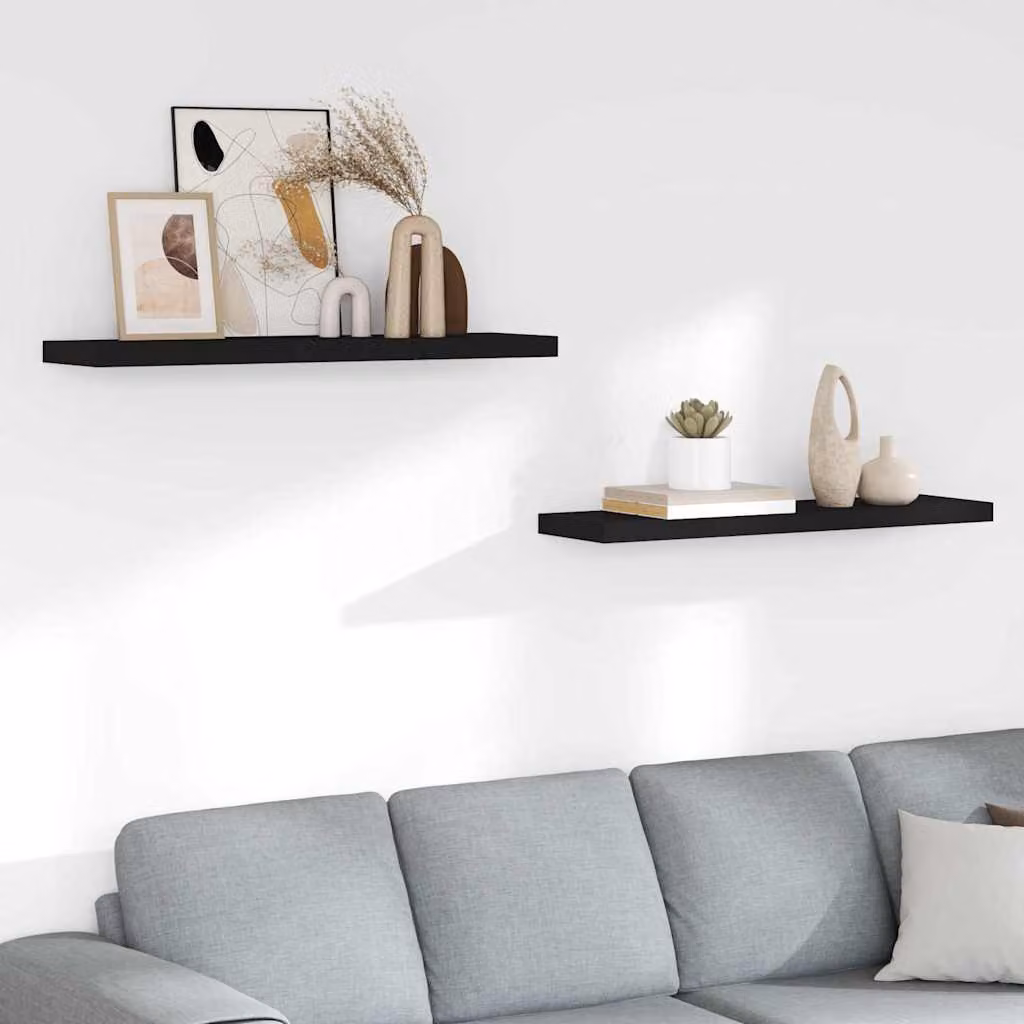 Set di 2 scaffali a parete vidaXL neri in MDF e metallo, L 90 cm x P 23,5 cm x H 3,8 cm