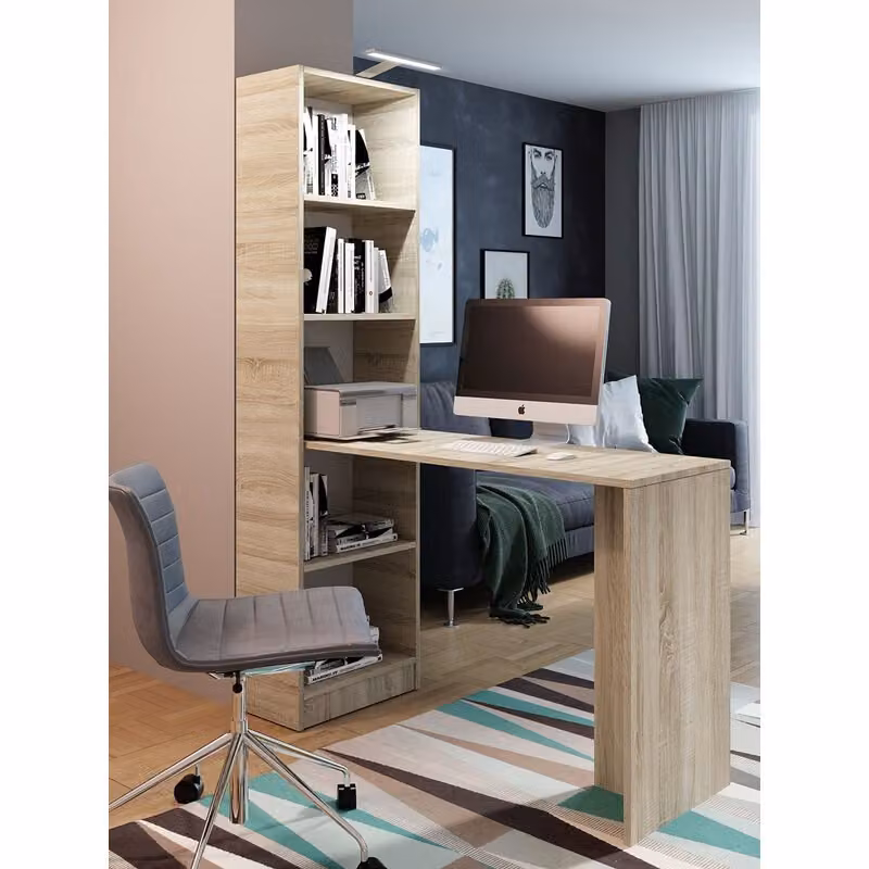Scrivania universale con illuminazione a LED BROGAN – rovere sonoma
