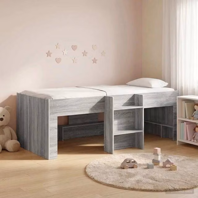 Letto singolo alto per bambini vidaXL Sonoma grigio L: 75 cm, P: 190 cm, H: 193 cm – 1