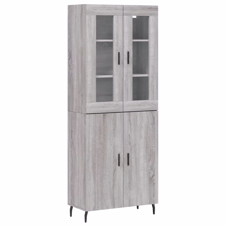 Credenza Grigio Sonoma 69,5x34x180 cm in Legno Multistrato