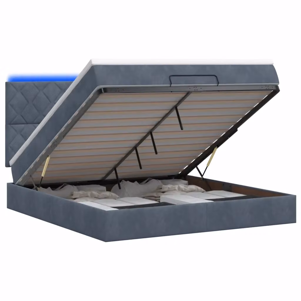 Letto Ottomano con Materasso Ibrido e Illuminazione LED vidaXL Grigio e Bianco L/P/H: 203 x 140 x 88 cm – 2