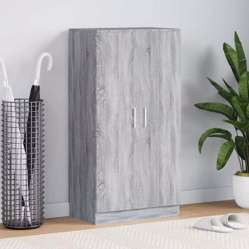Scarpiera moderna vidaXL in legno e metallo, colore grigio, L: 55 cm, P: 35 cm, H: 108 cm