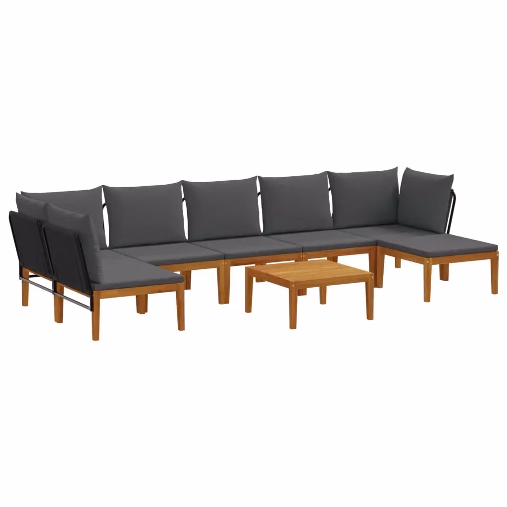 Set da giardino componibile a L vidaXL in legno di acacia con 8 pezzi e cuscini inclusi – 2