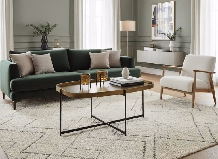 Tavolino da salotto moderno, minimalista, marrone, elegante, di classe, confortevole
